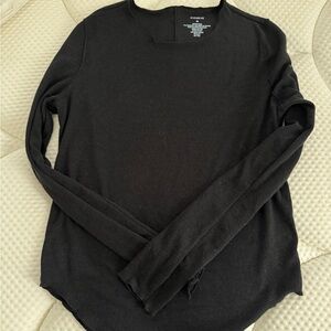 Evereve Black Ribbed Long Sleeve Top